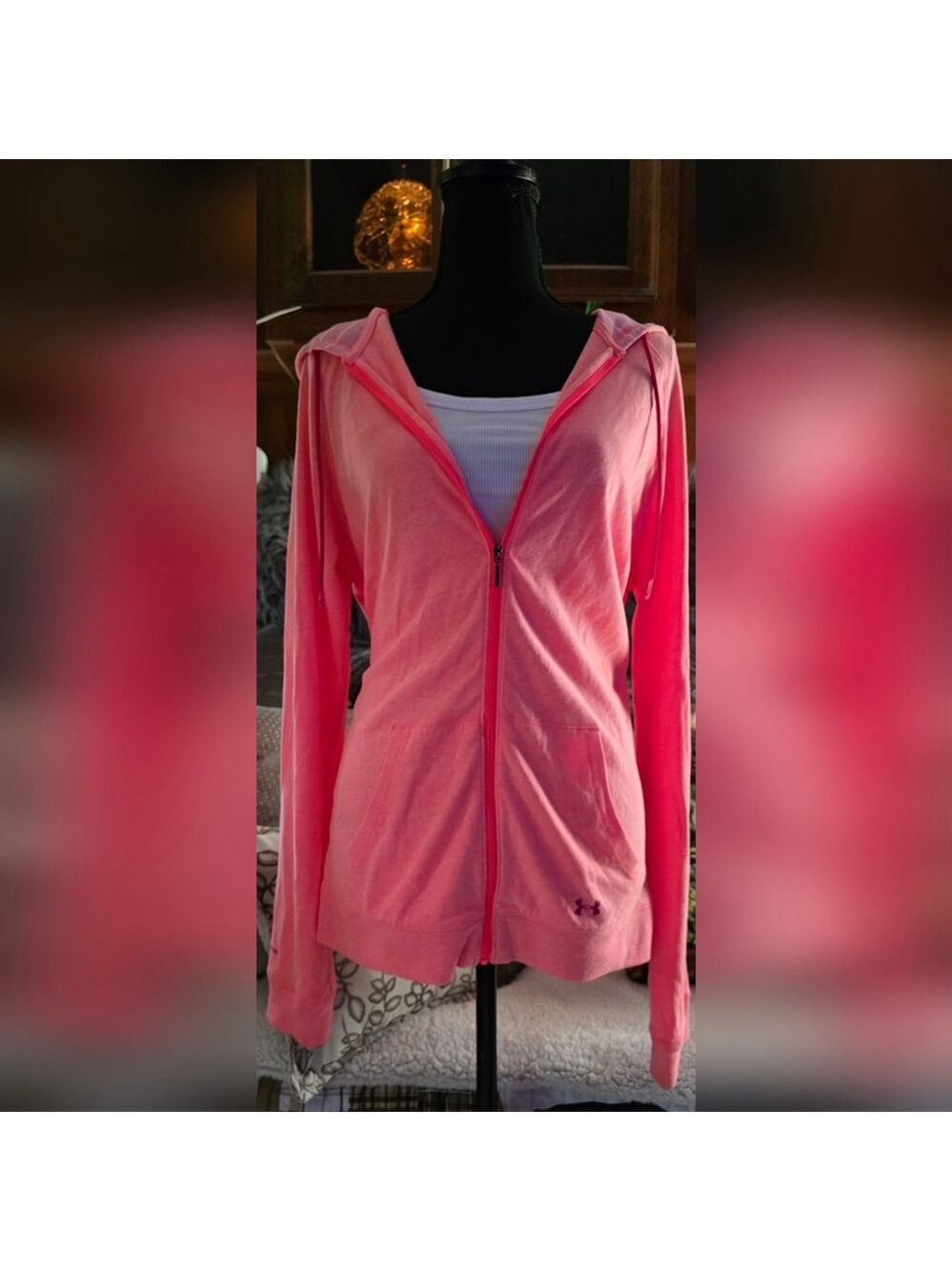 Under Armour Orange Pink Zip Up Hoodie